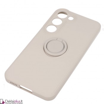 Švelnaus silikono dėklas su žiedu - šviesiai pilkas (Samsung S23)